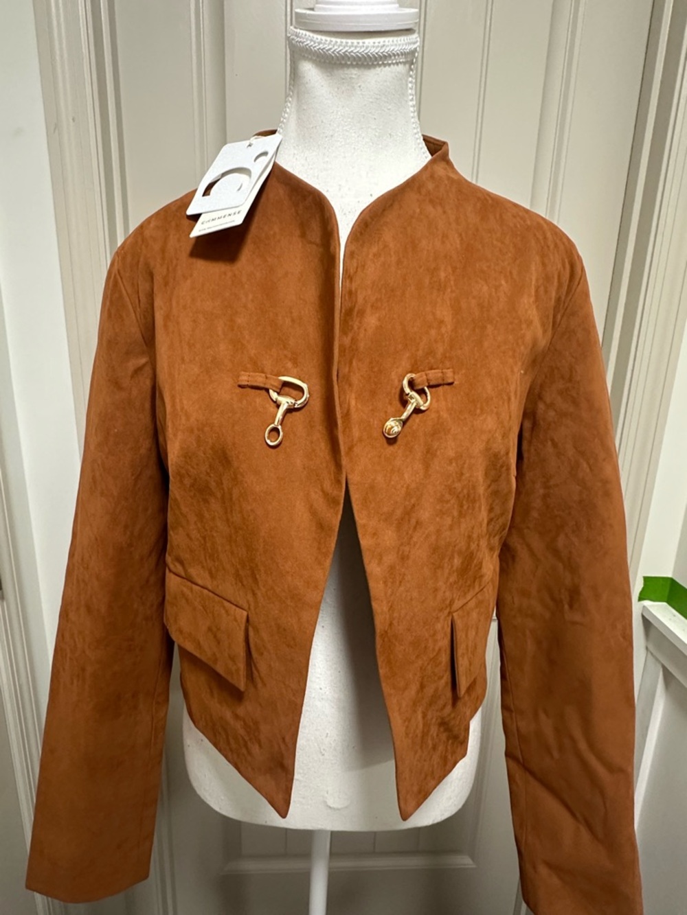Suede Crop Jacket in Rust - Women Jackets & Coats - Picture 2 of 5